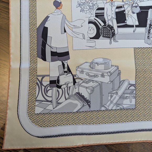 HERMES L'Elegance et le Confort en Automobile 70 cm Cream Silk Square Scarf RARE - Picture 8 of 16